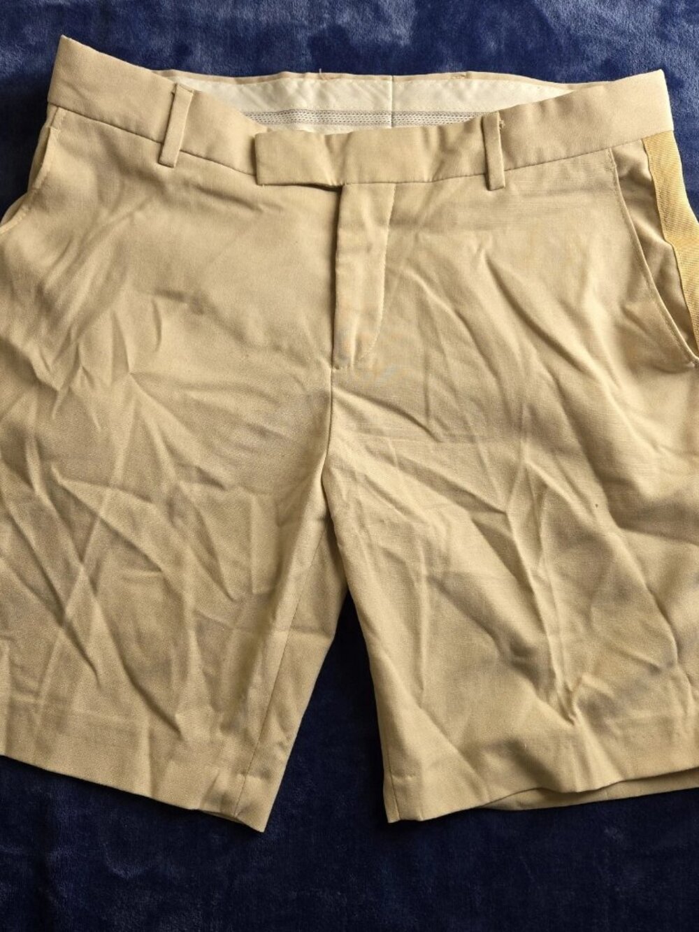 BoohooMAN Men's Tan Dress Shorts with Side Stripe 30W